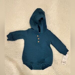 Navy Blue Carters Hooded Knit Baby One-Piece Romper